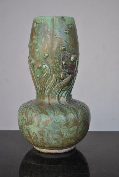 Iridescent Ceramic Vase 1900 Art Nouveau photo for sale