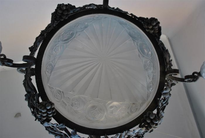 photo for sale Wrought Iron Chandelier From The 1930s With Grape Decoration