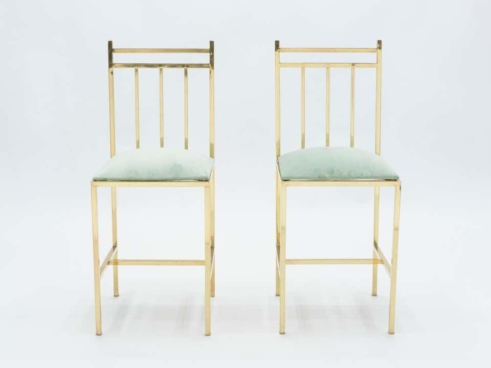 Paire de chaises d'enfant en laiton, attribuées à Marc Du Plantier, années 1960 photo vinterior