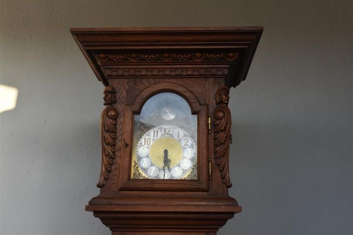 Kieninger Renaissance Style Oak Parquet Clock photo for sale