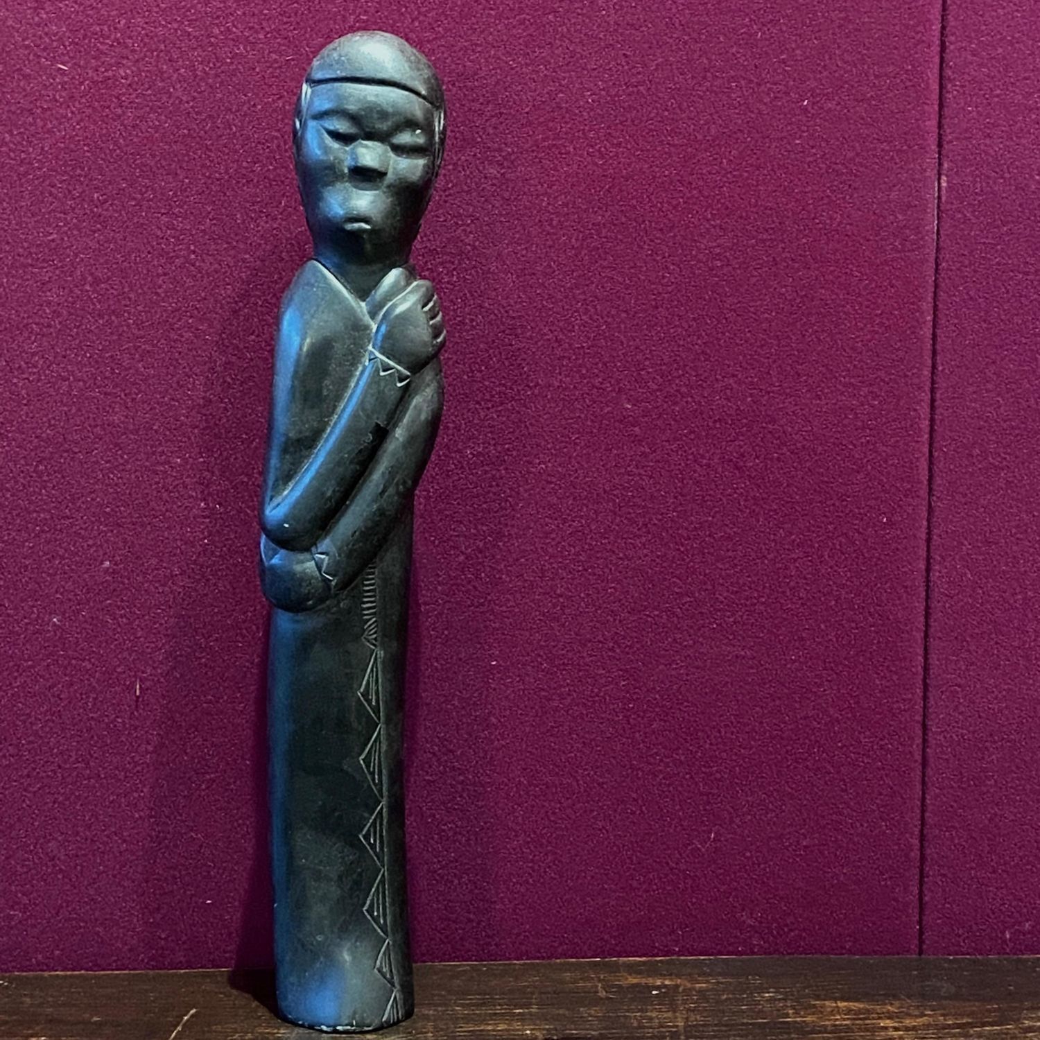A Fine Example Of Early Shona Sculpture:"Sad Woman" By 1st Generation Zimbabwean Sculptor Sylvester Mubayi