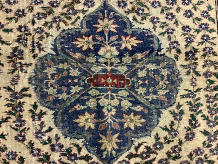 photo furniture Distressed Turkish Rug 179x120 Cm Wool Shabby Chic Tribal Blue, Beige