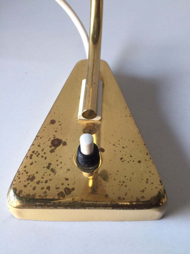 Mid Century Modern Night Lamp   Beige Metallic Crinkle Paint   Brass Neck And Top   One Bedside Lamp   50s Germany photo buy