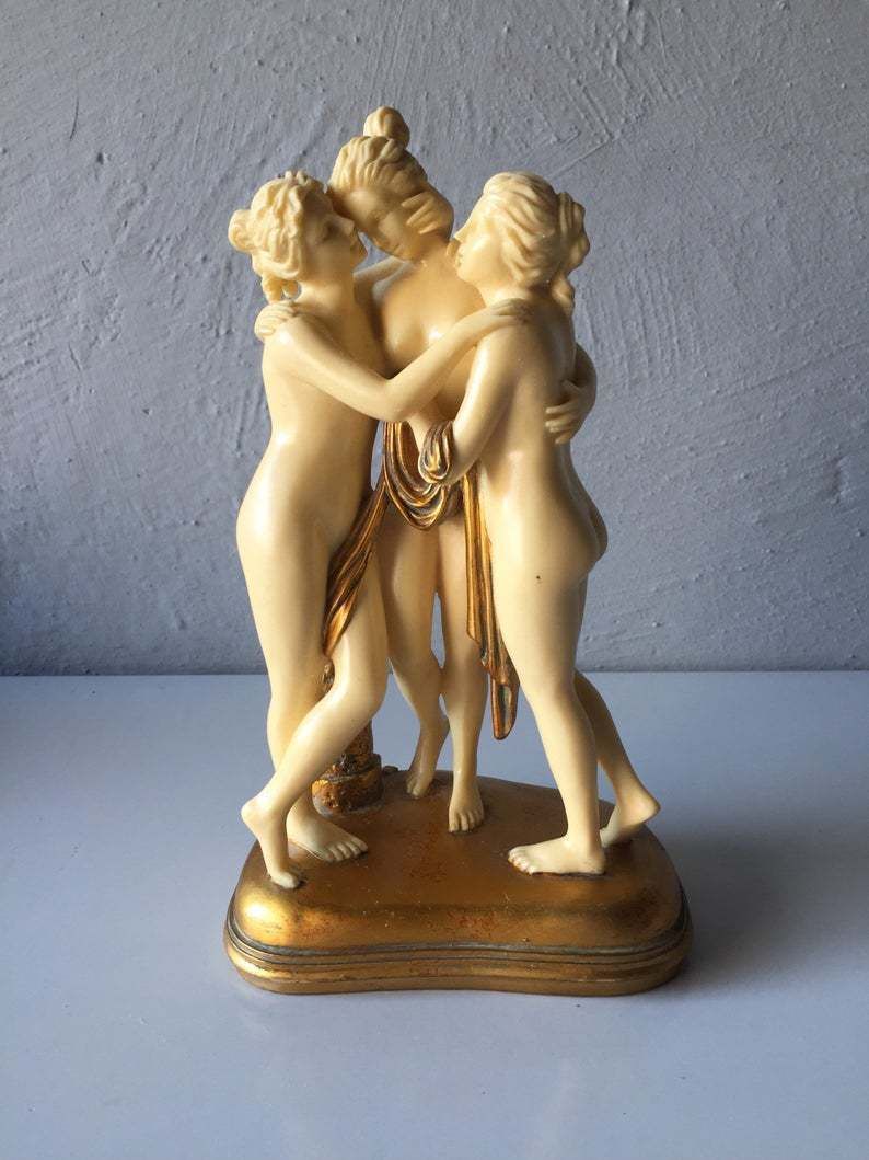 Unique 3 Nude Woman Epoxy Resin Sculpture   Women Huging   Outstanding Art Object By O. Tupton photo furniture
