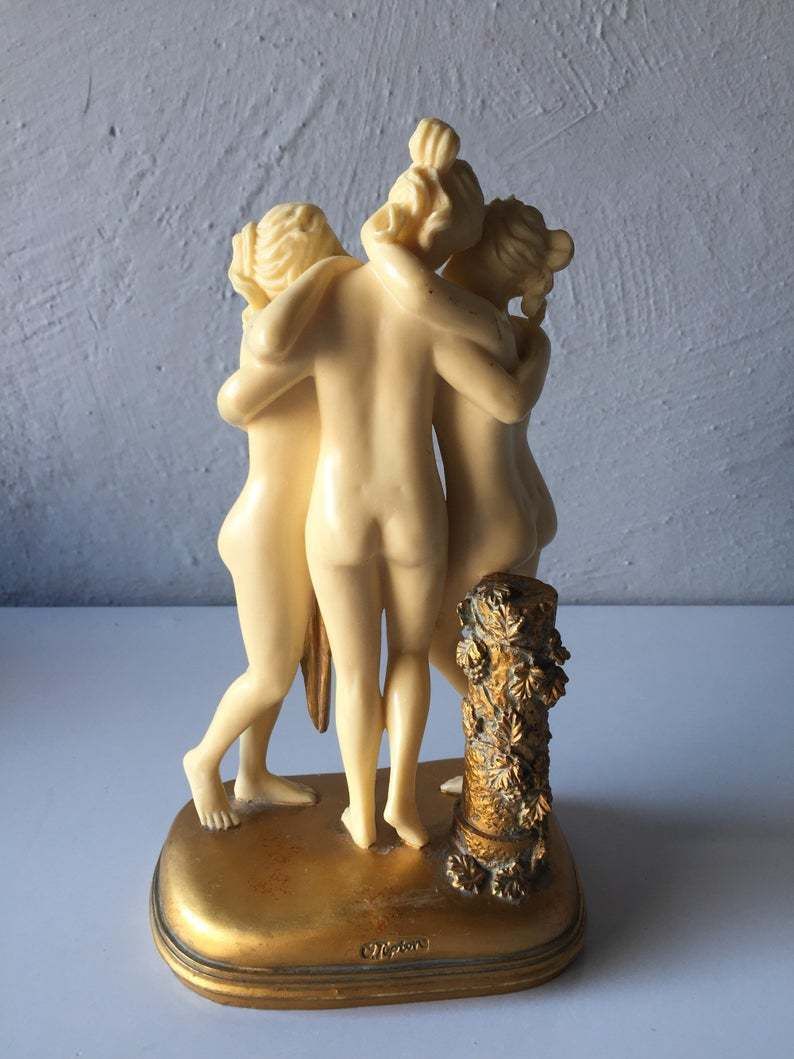 photo for sale Unique 3 Nude Woman Epoxy Resin Sculpture   Women Huging   Outstanding Art Object By O. Tupton