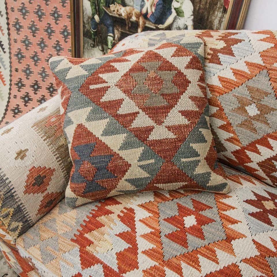 Decorative Pillow Cover, Bench Cushion Cover For Sale, Handmade Carpet Cushion Case Kilim Rug photo vinterior