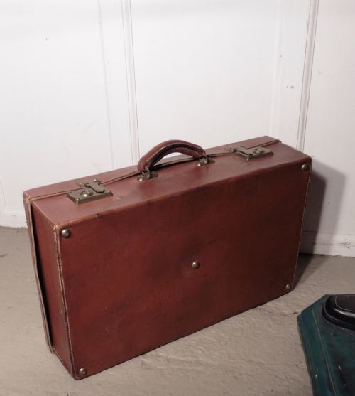 French Art Deco Leather Suit Case With Original Canvas Cover photo furniture