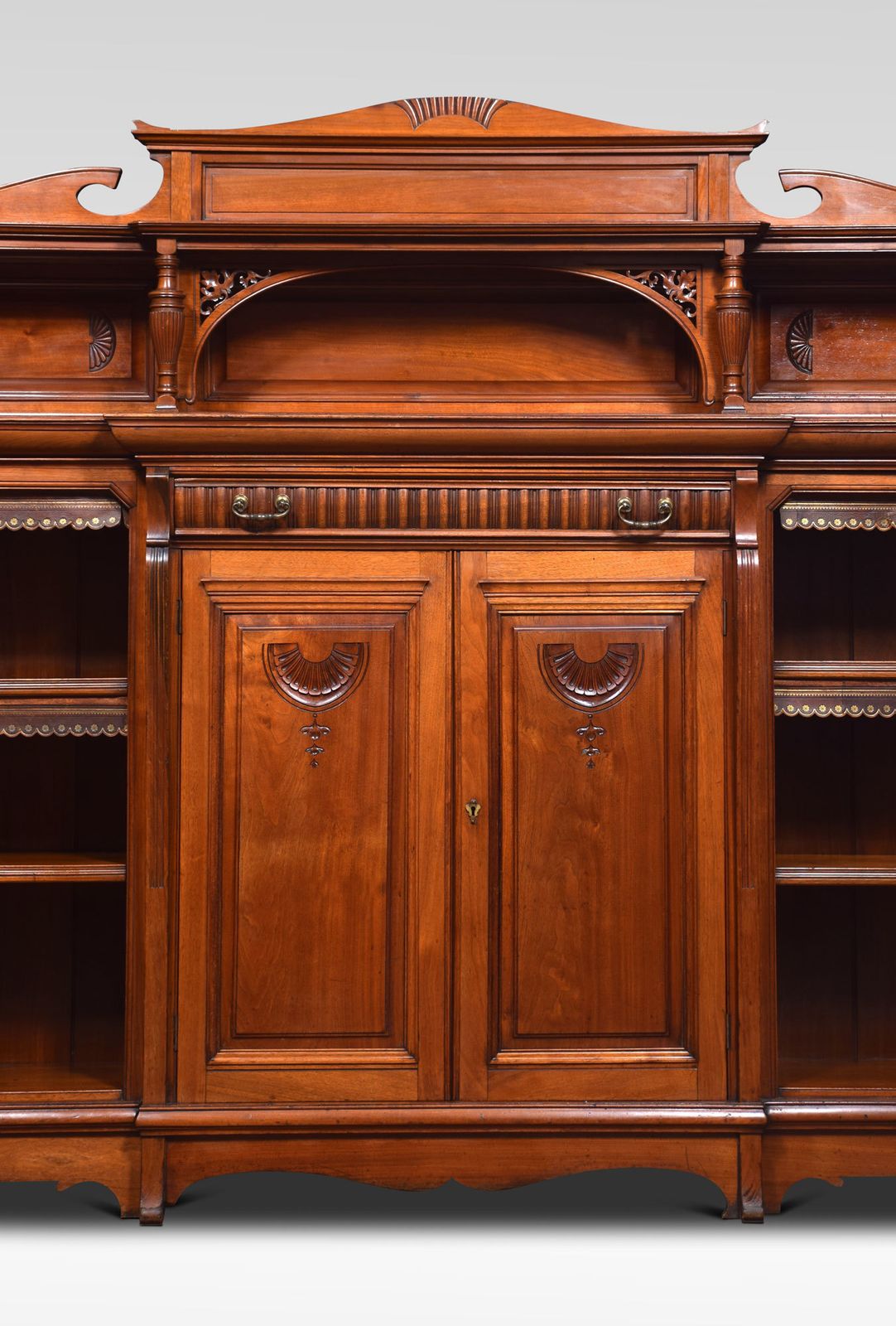 photo for sale Large 19th Century Walnut Breakfront Bookcase