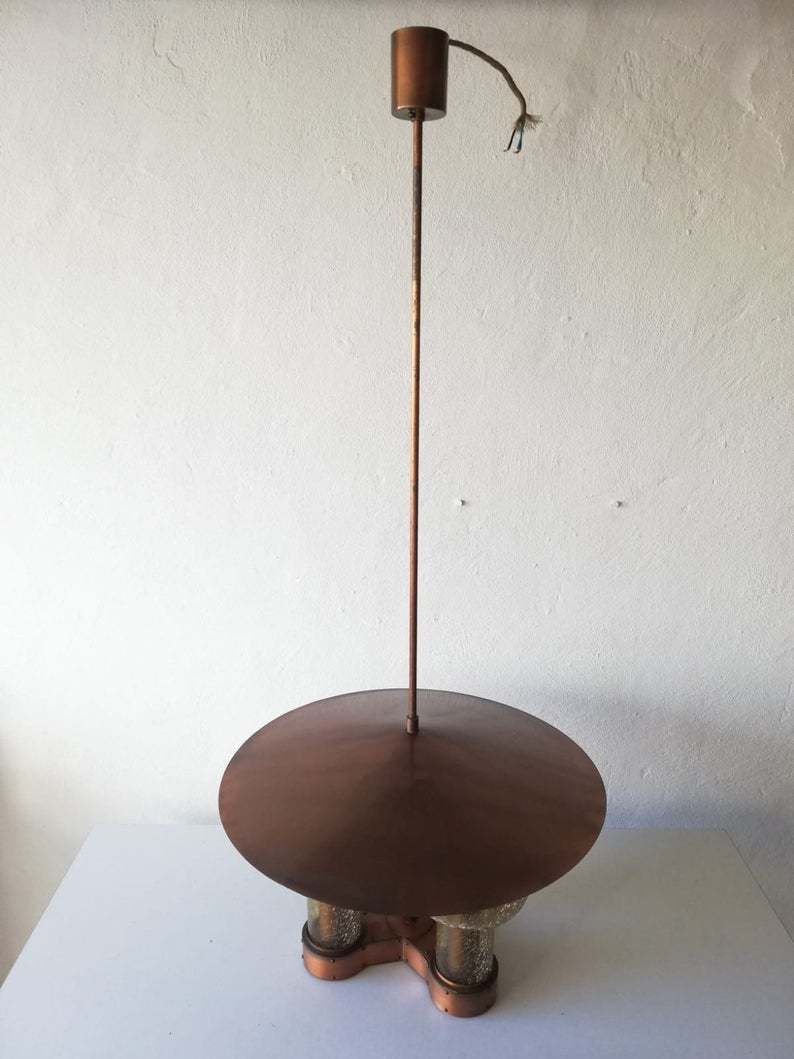 photo for sale Stunning Copper & Hand Blowing Smoke Glass Tubes Industrial Style Chandelier