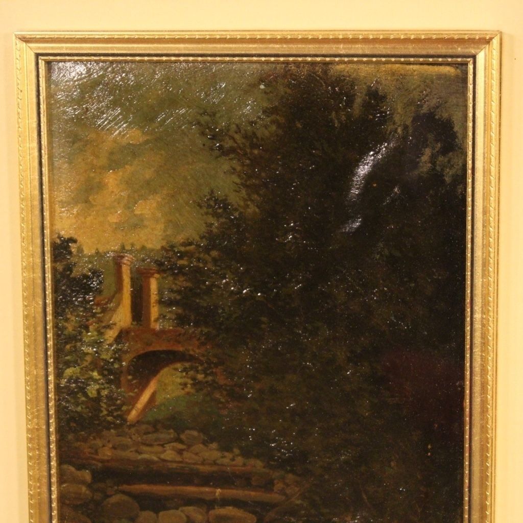 Art Italian Landscape Painting Oil On Cardboard From 20th Century photo