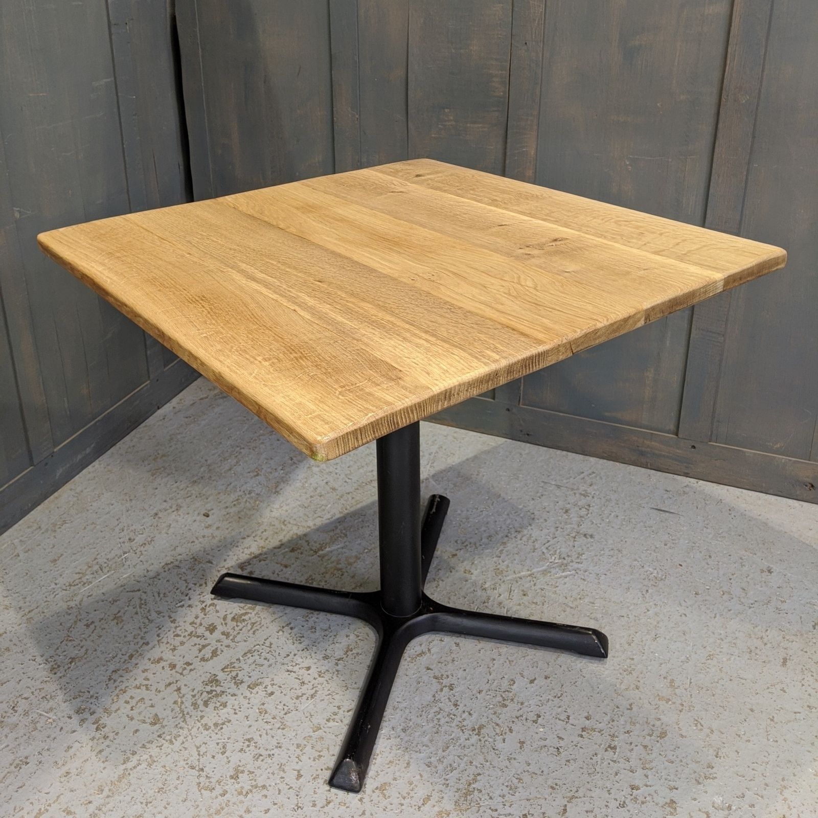 Solid Oak Plank Top Pedestal Table