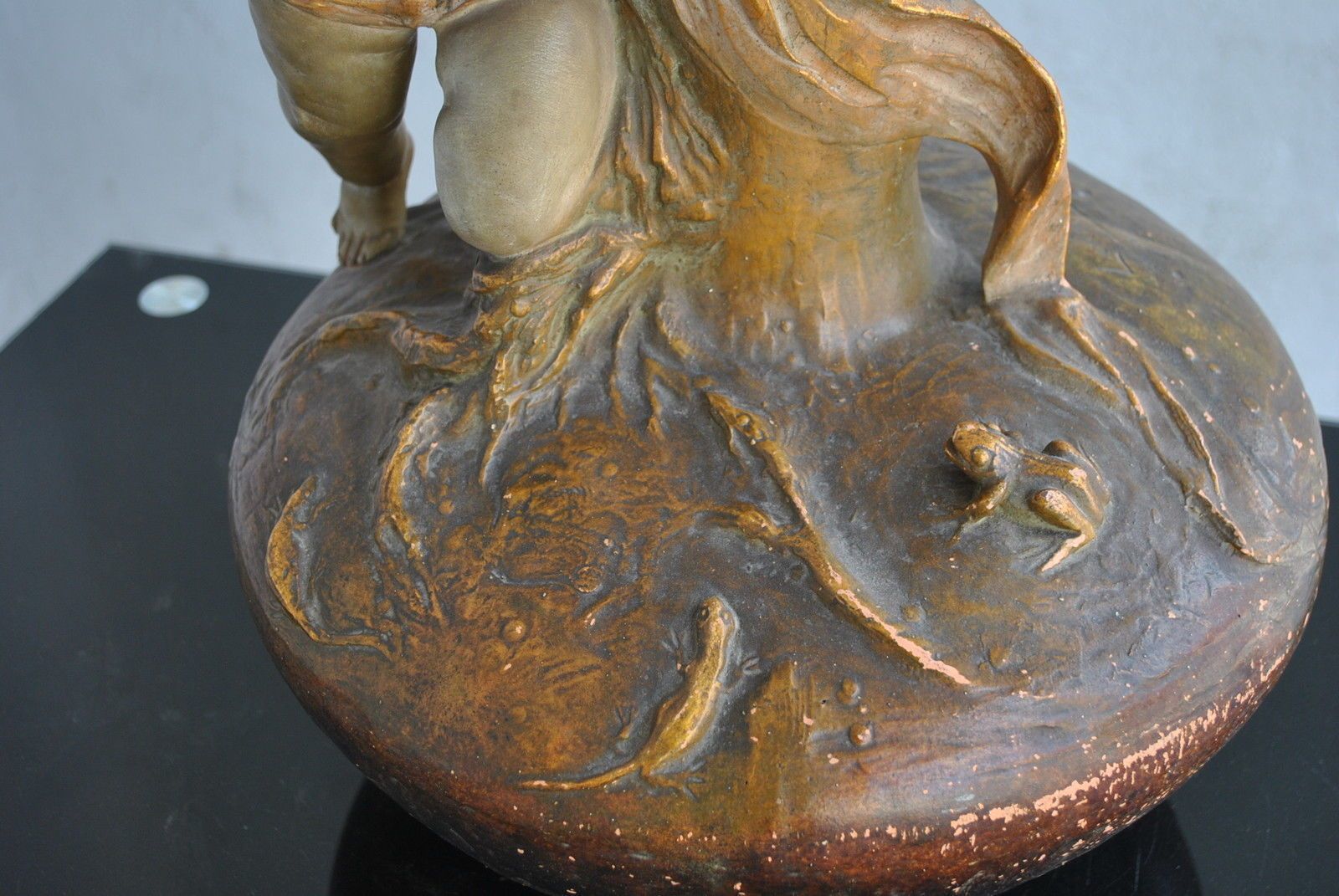 photo furniture 1900 Art Nouveau Terracotta Vase With Cherub Signed Lauwers