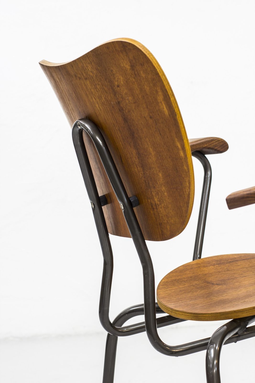 Furniture Swedish Tubular Steel And Teak Armchair photo