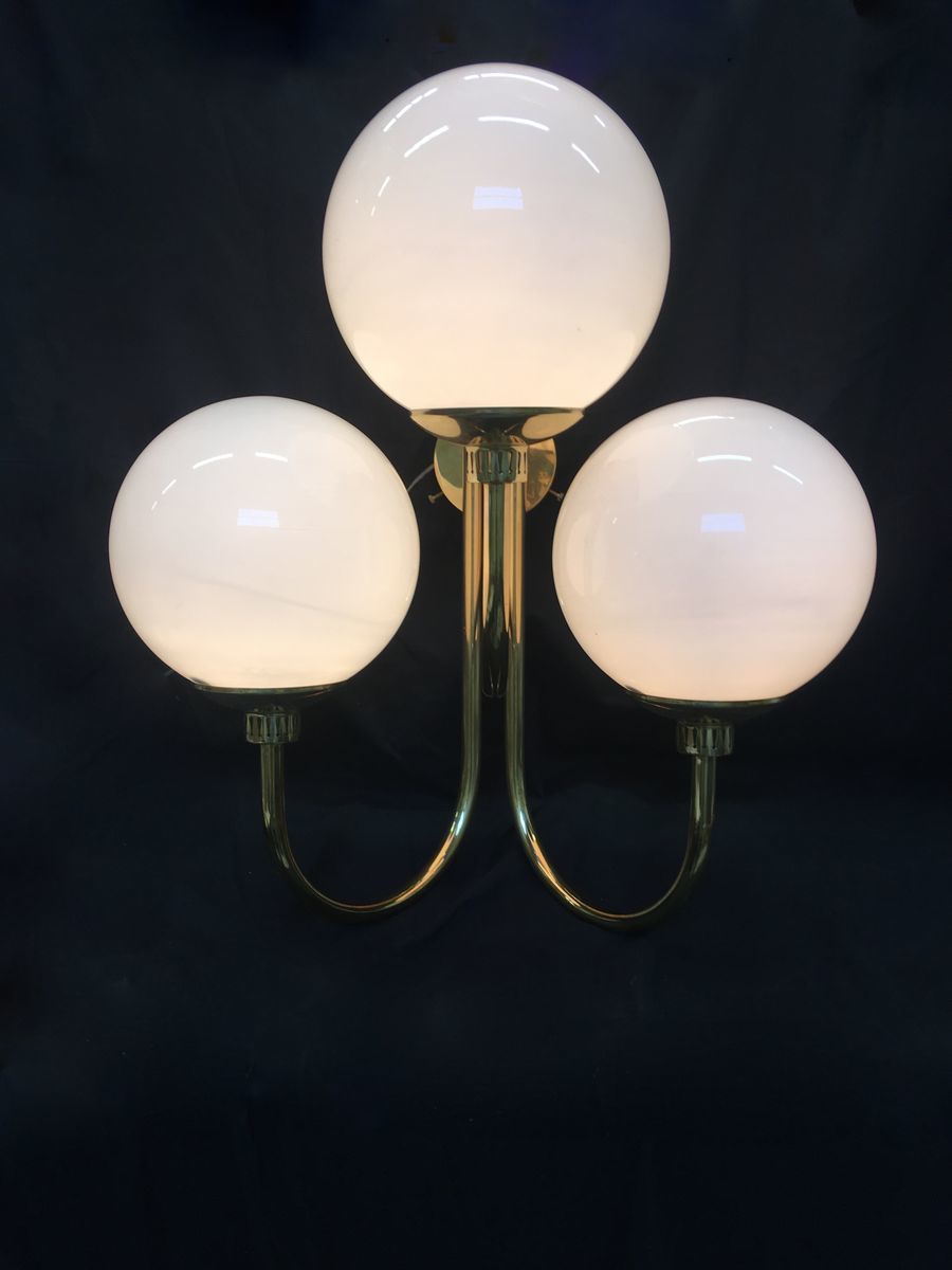 Italian Brass And Murano Glass Sconces, 1980s, Set Of 2