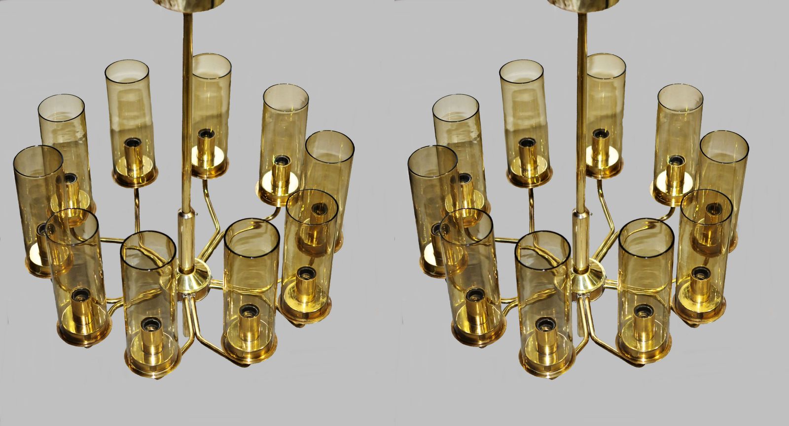 Set Of Two T10 Hans Agne Jakobsson Chandeliers In Brass By Ab Markaryd