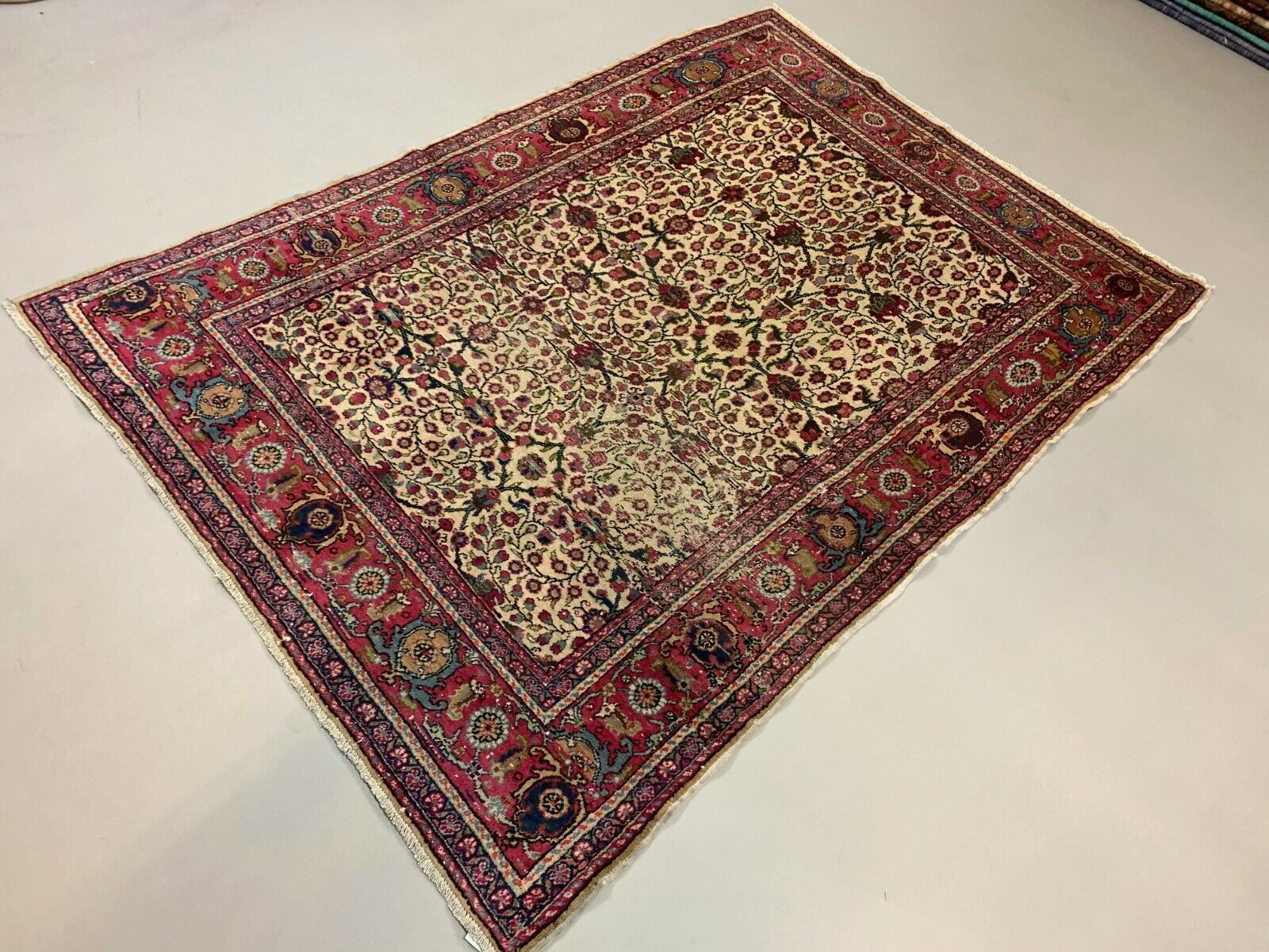 Distressed Turkish Rug 215x152 Cm Wool Vintage Shabby Chic Tribal Red, Beige photo for sale
