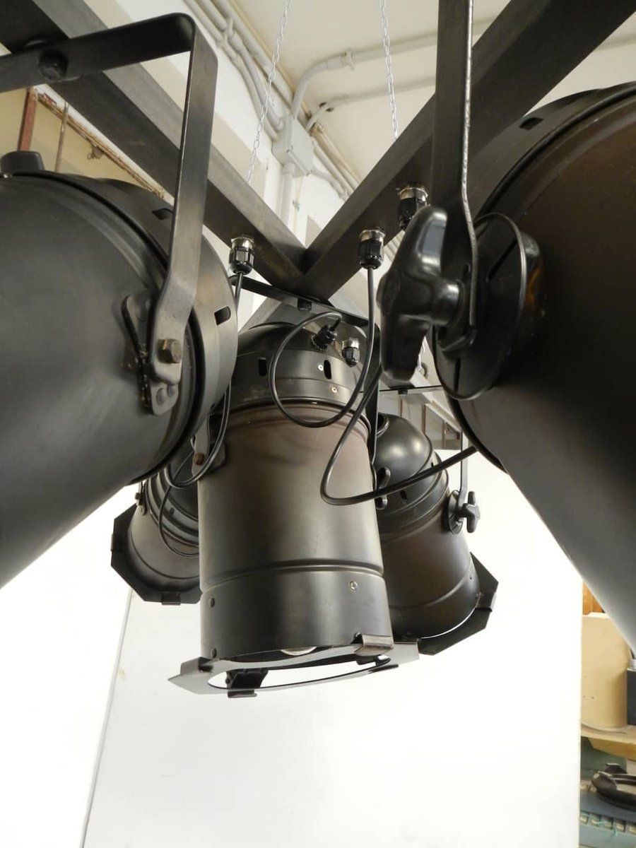Italian Industrial 5 Light Ceiling Lamp, 1970s photo vinterior