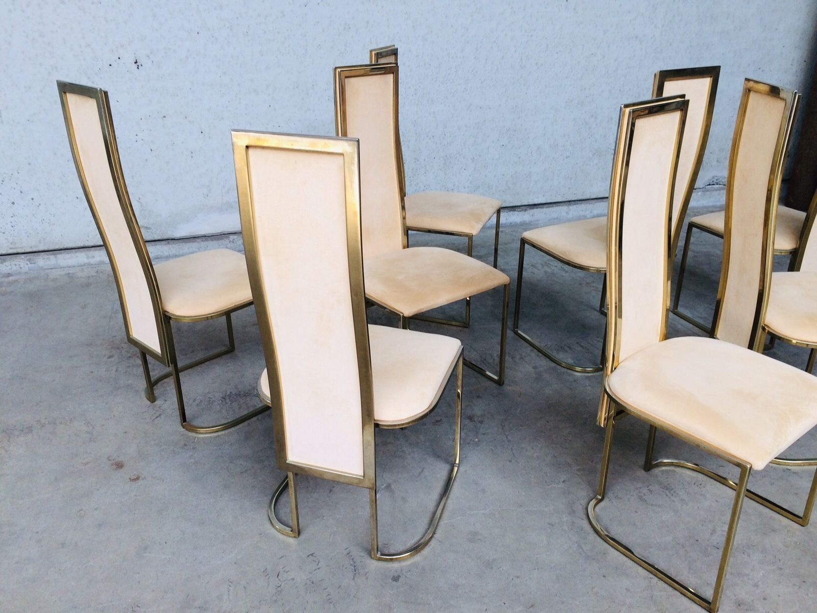 photo buy Hollywood Regency Design Set Van 8 Eetkamerstoelen Van Belgo Chrom, Jaren 1970