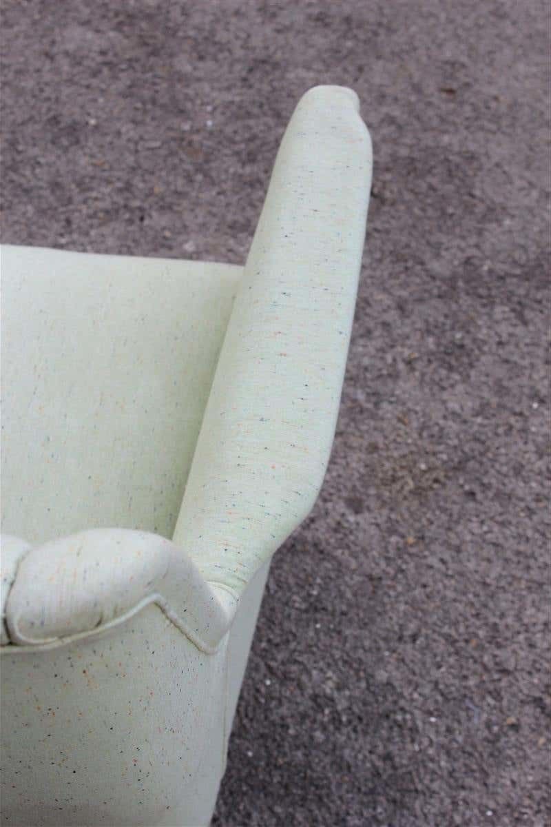 Pair Of Armchairs Midcentury Italian Design Wood Feet Brass Green Gio Ponti Style photo buy