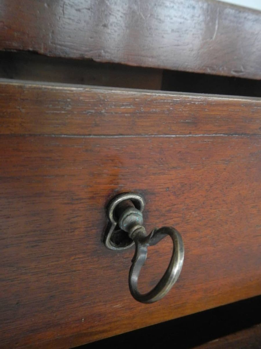 2704.0 Antique Italian Empire Brass & Walnut Dresser photo