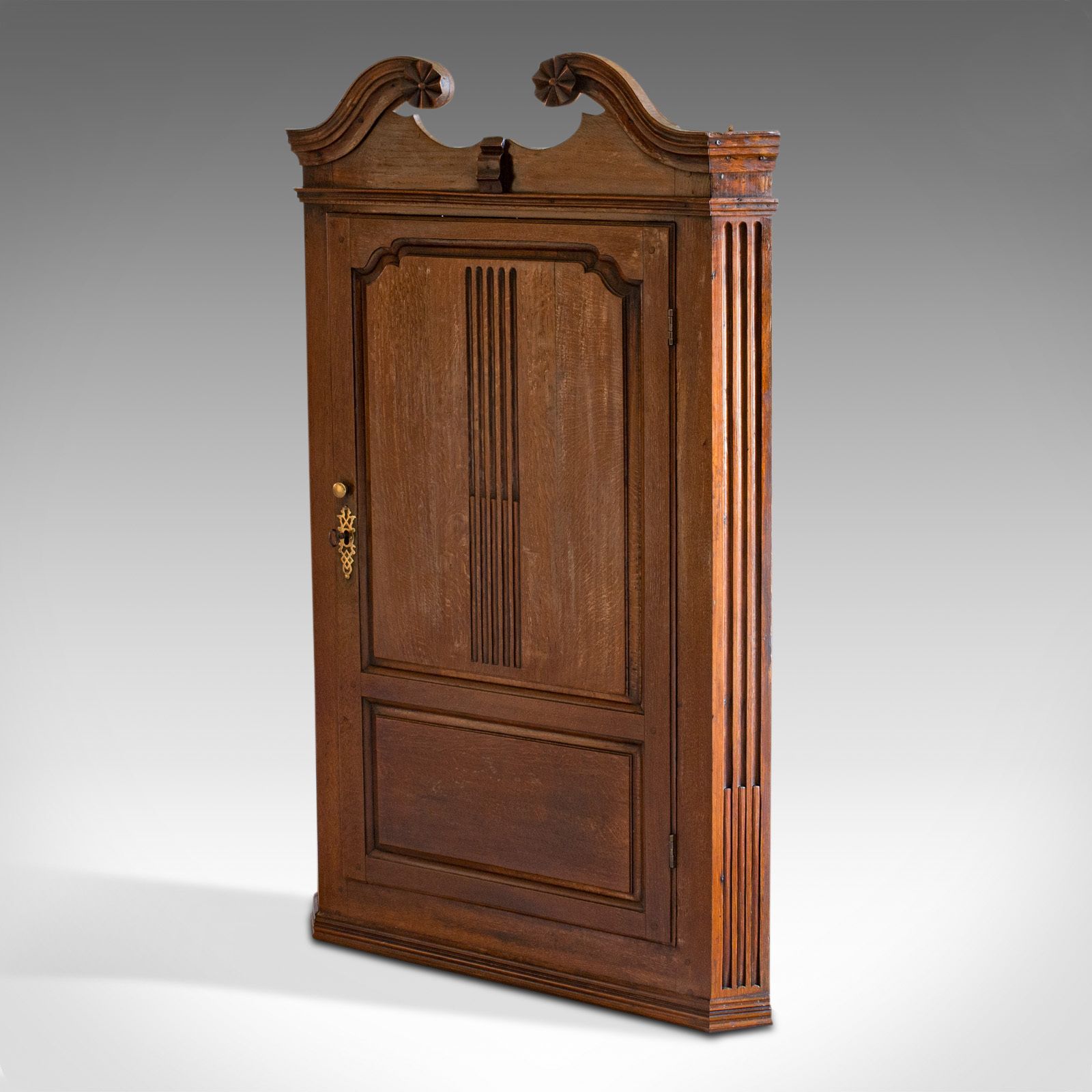 Antique Georgian Corner Cabinet, English, Oak, Wall Hanging Cupboard, Circa 1780 photo buy