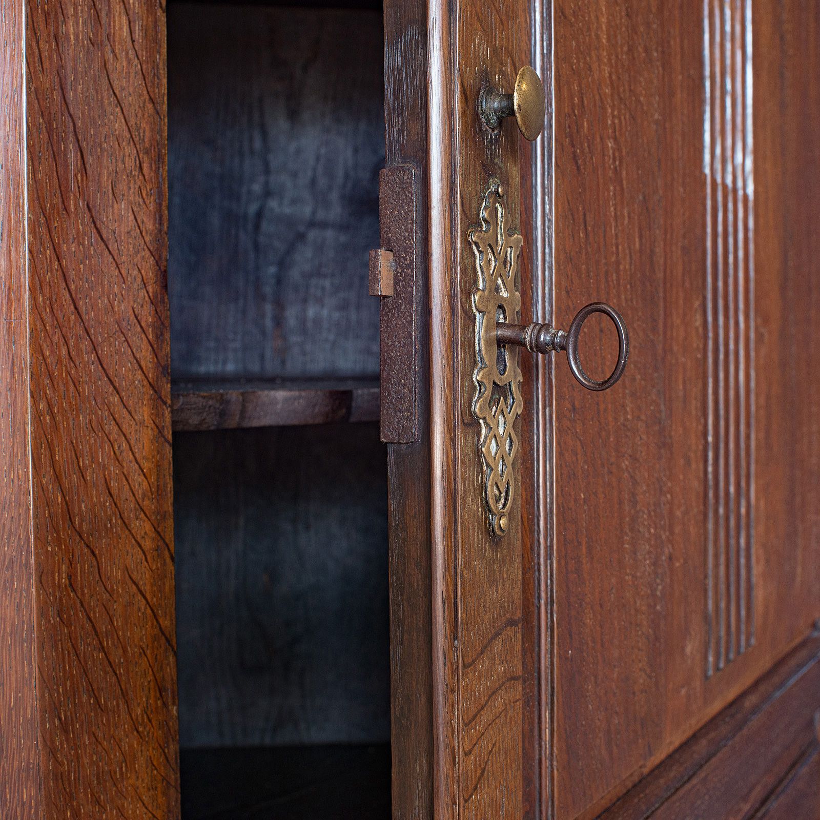 photo furniture Antique Georgian Corner Cabinet, English, Oak, Wall Hanging Cupboard, Circa 1780