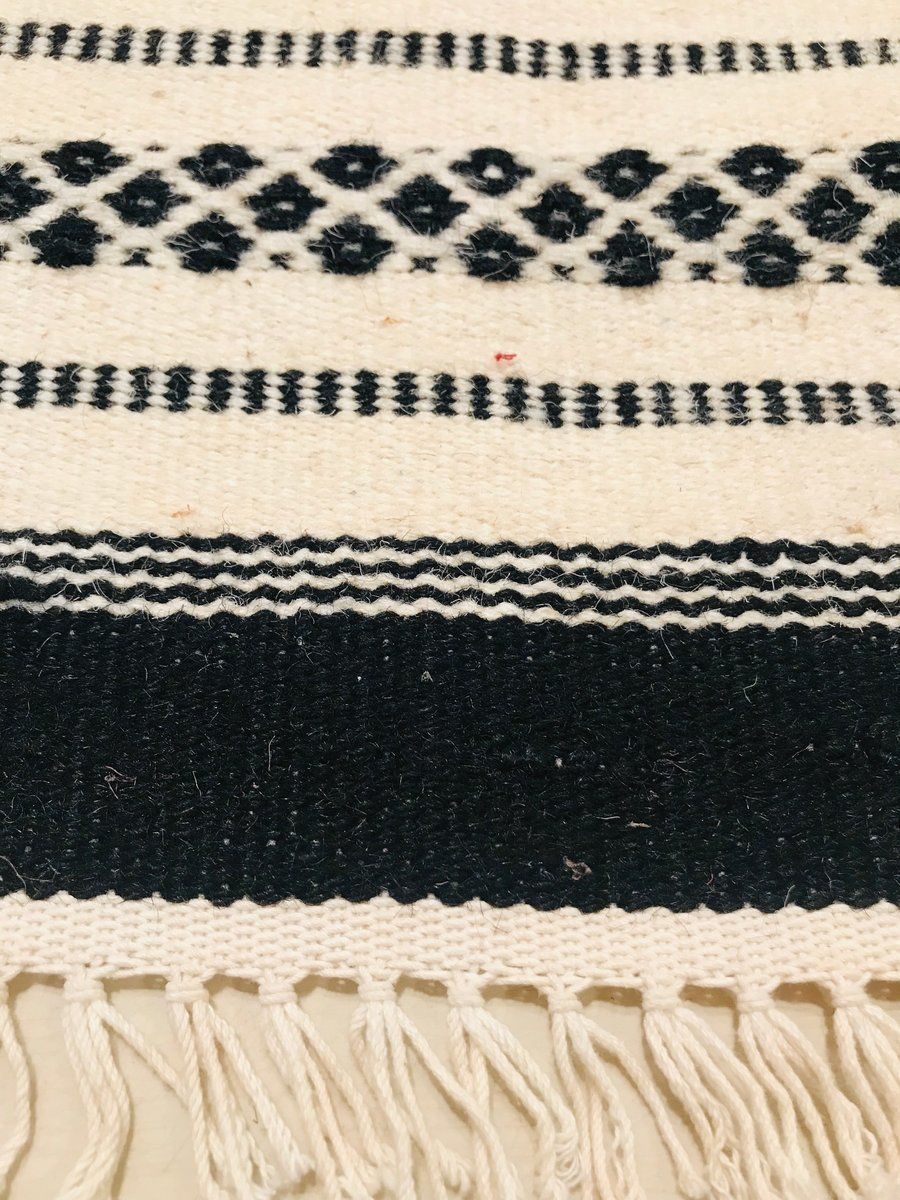 photo furniture Handwoven Cotton And Wool Black And Beige Kilim Carpet, 1970s