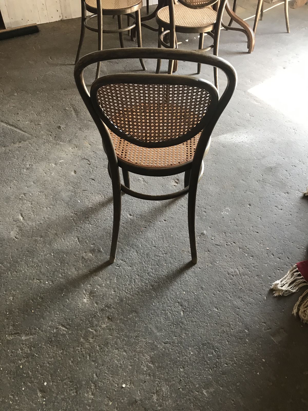 photo furniture Oval Dining Table And 6 Chairs In Wood Cane, Germany, 1970s