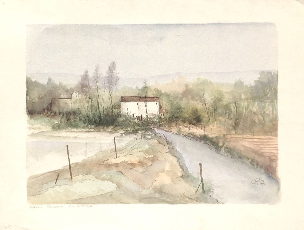 Guy Ribes, Original Watercolor, Landscape, 1985