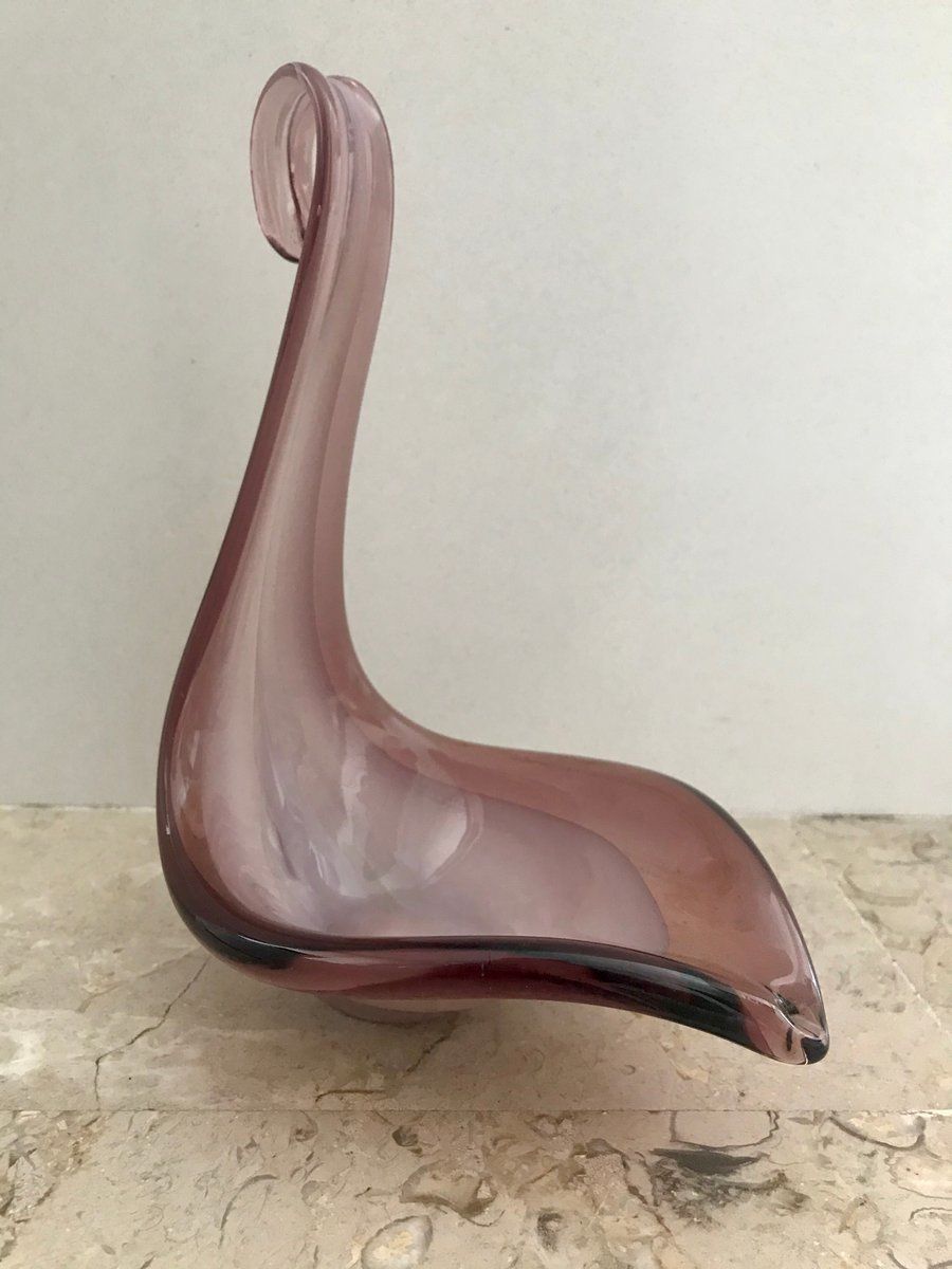 Italian Murano Purple And Violet Swan Art Glass Sculpture, 1960s photo furniture