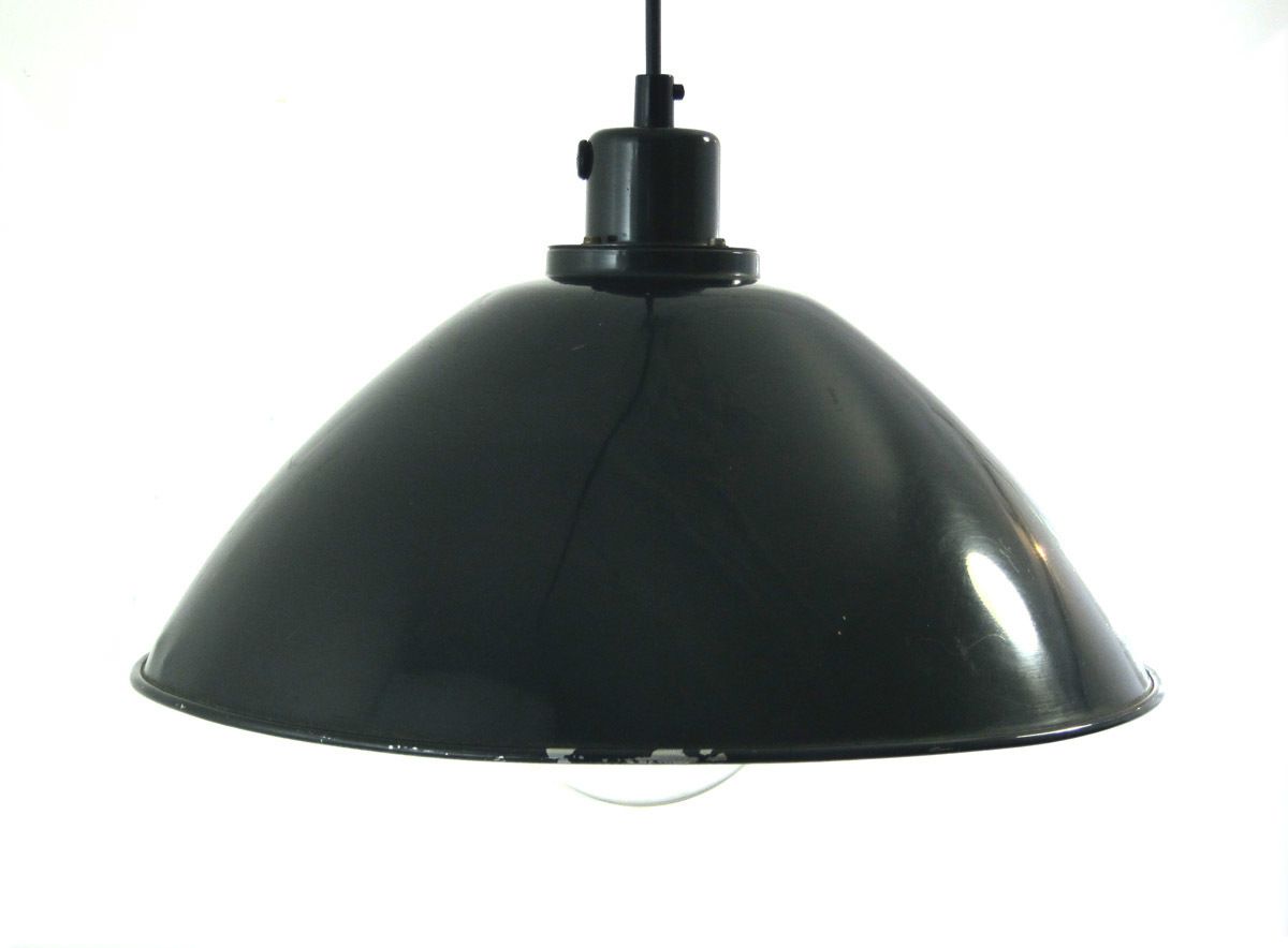Industriële Bauhaus Jaren 1930 Metalen Groene Hanglamp