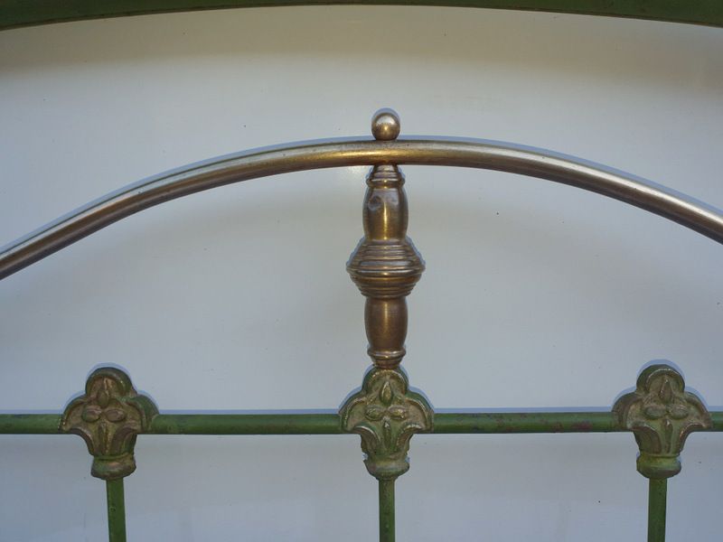 Brass And Iron Single Bed Painted Green photo furniture