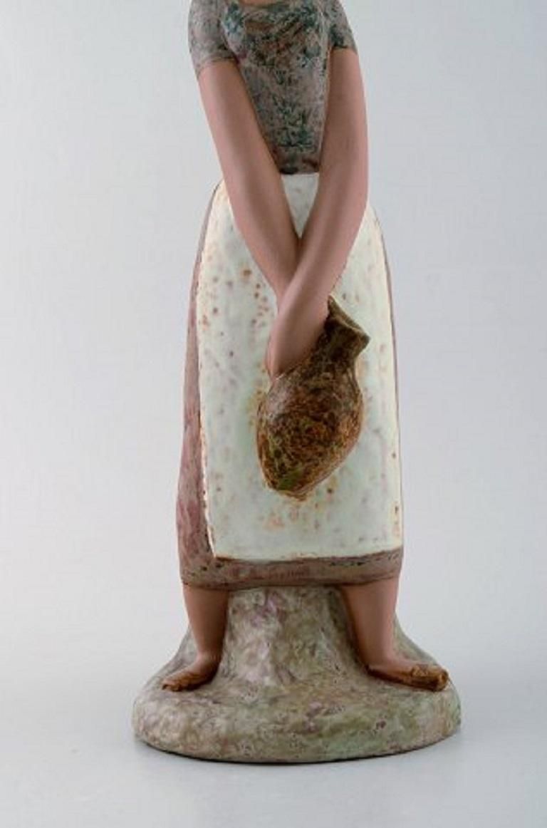 Lladro, Spain, Large Figure In Glazed Ceramics, Woman Carrying Water photo 321.0