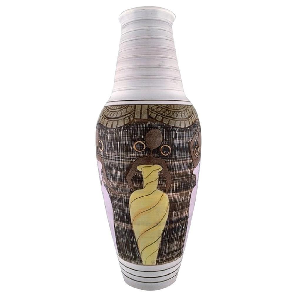 Laholm Keramik, Colossal Unique Floor Vase In Glazed Ceramics, 1950s 1960s