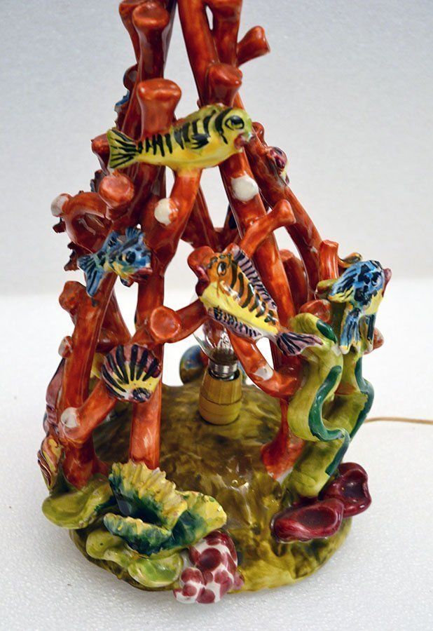 Italian Coral Reef Ceramic Table Lamp From Vietri Sul Mare, 1960s photo 626.0