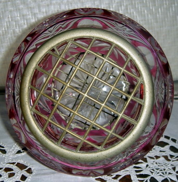 Huge Art Deco Belgian Red Double Layer Crystal Pot 1926 photo for sale