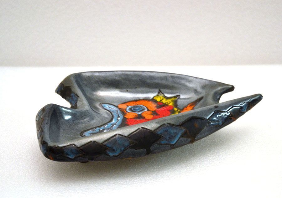 Italian Enameled Ceramic Fish Centerpiece, 1960s