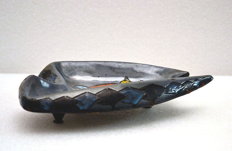 Italian Enameled Ceramic Fish Centerpiece, 1960s photo Home Decor