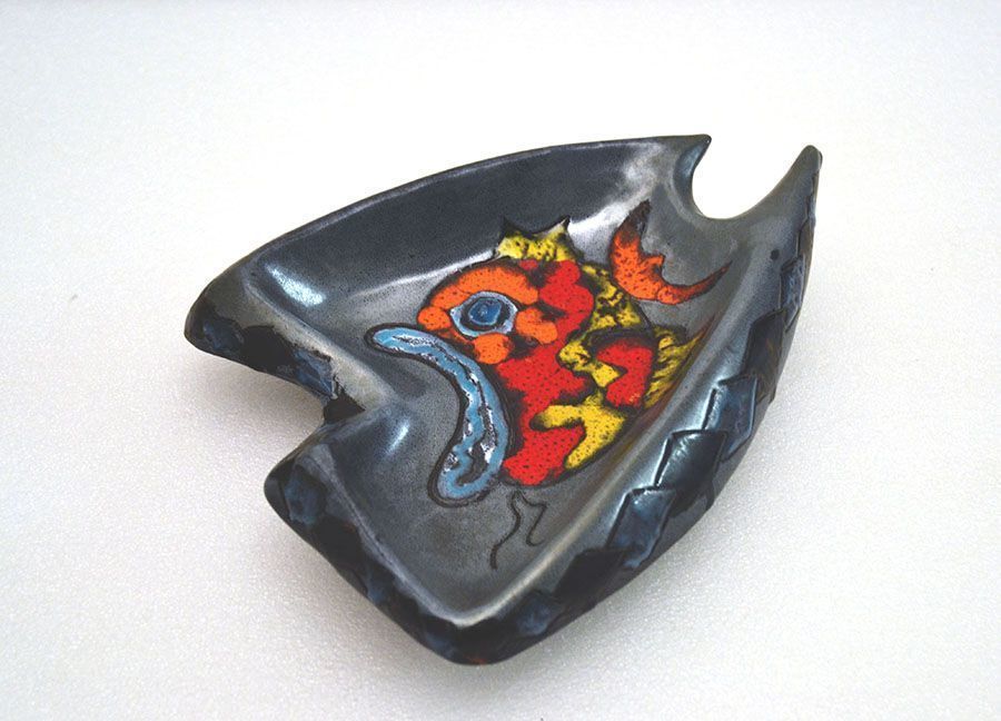 Italian Enameled Ceramic Fish Centerpiece, 1960s photo 313.0