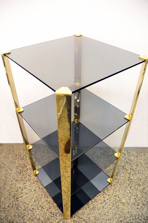 Crystal And Brass Shelving System From Gallotti & Radice, 1970s photo for sale