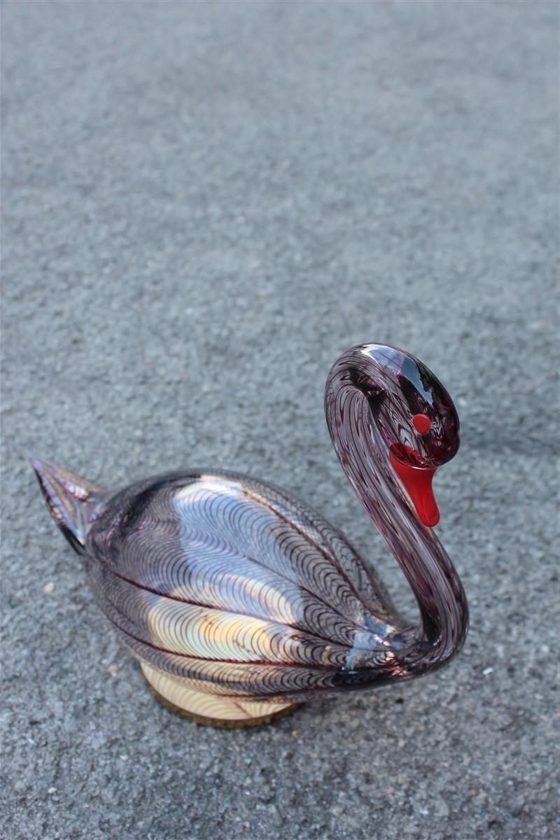 photo furniture Swan Murano Glass Toni Zuccheri Attributed To Venini Murano Glass Brass Red