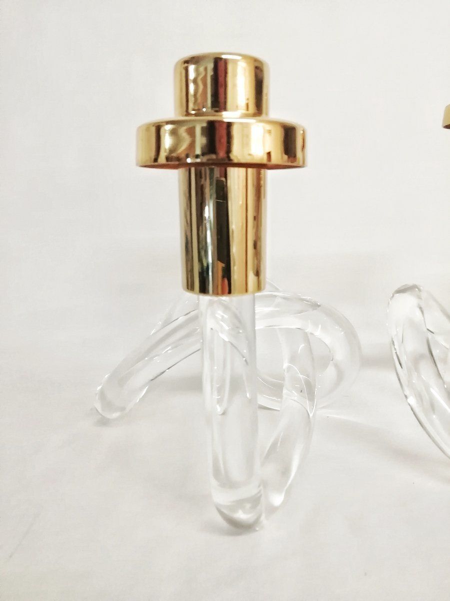 Mid Century Lucite Candleholders By Dorothy Thorpe, Set Of 2 photo vintage