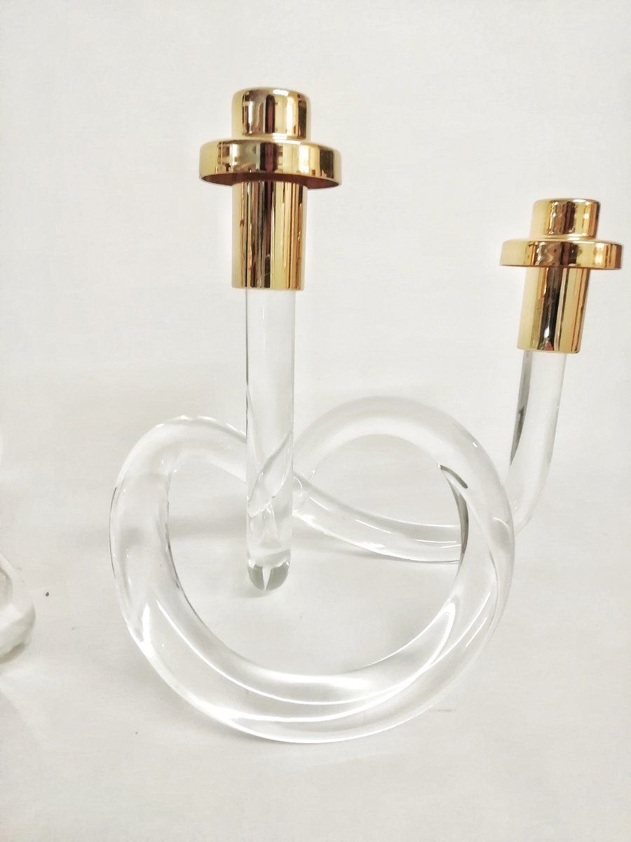 photo for sale Mid Century Lucite Candleholders By Dorothy Thorpe, Set Of 2