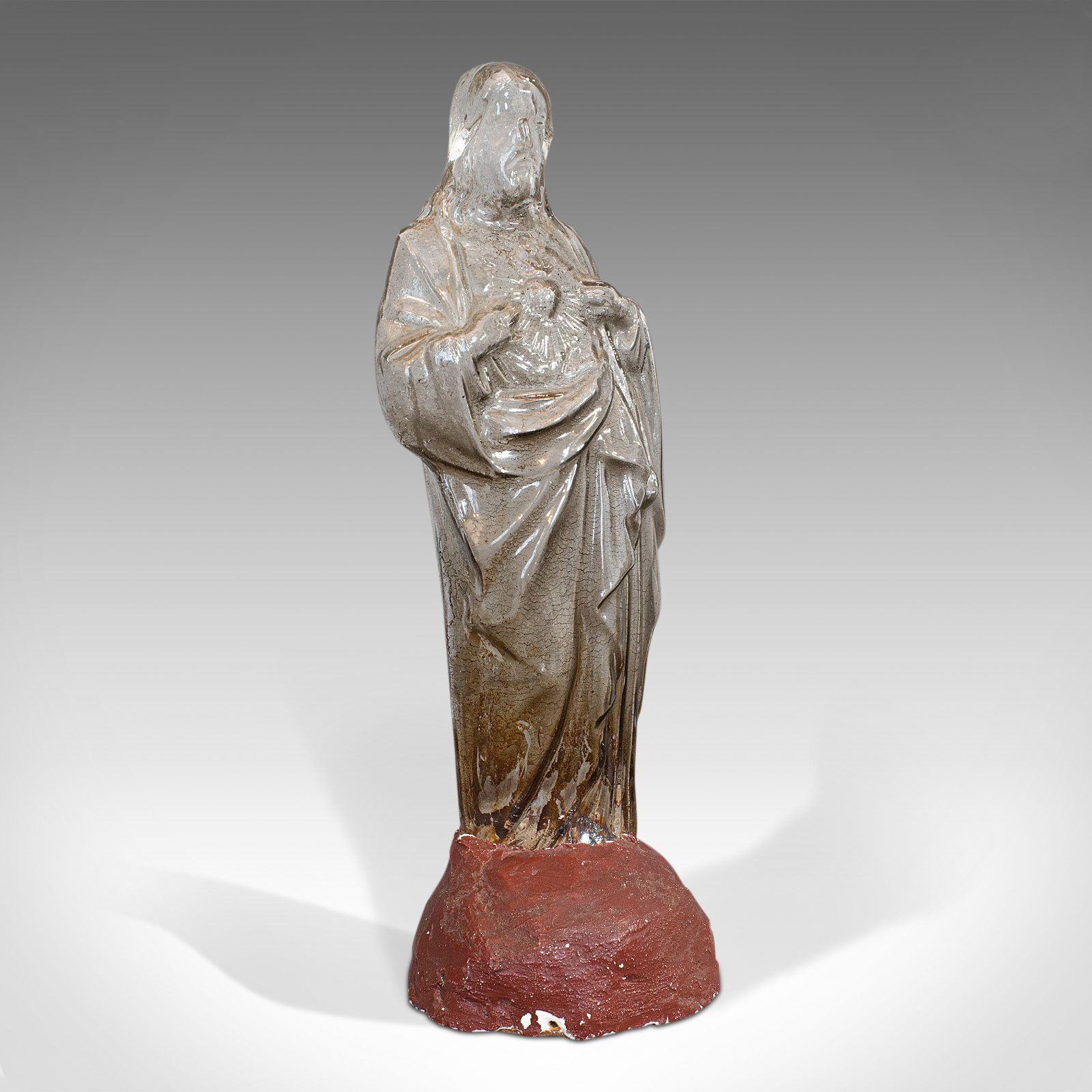 Antique Bonbon Jar, French, Glass, Fin De Siecle, Statue, Jesus Christ, 1900 photo Home Decor