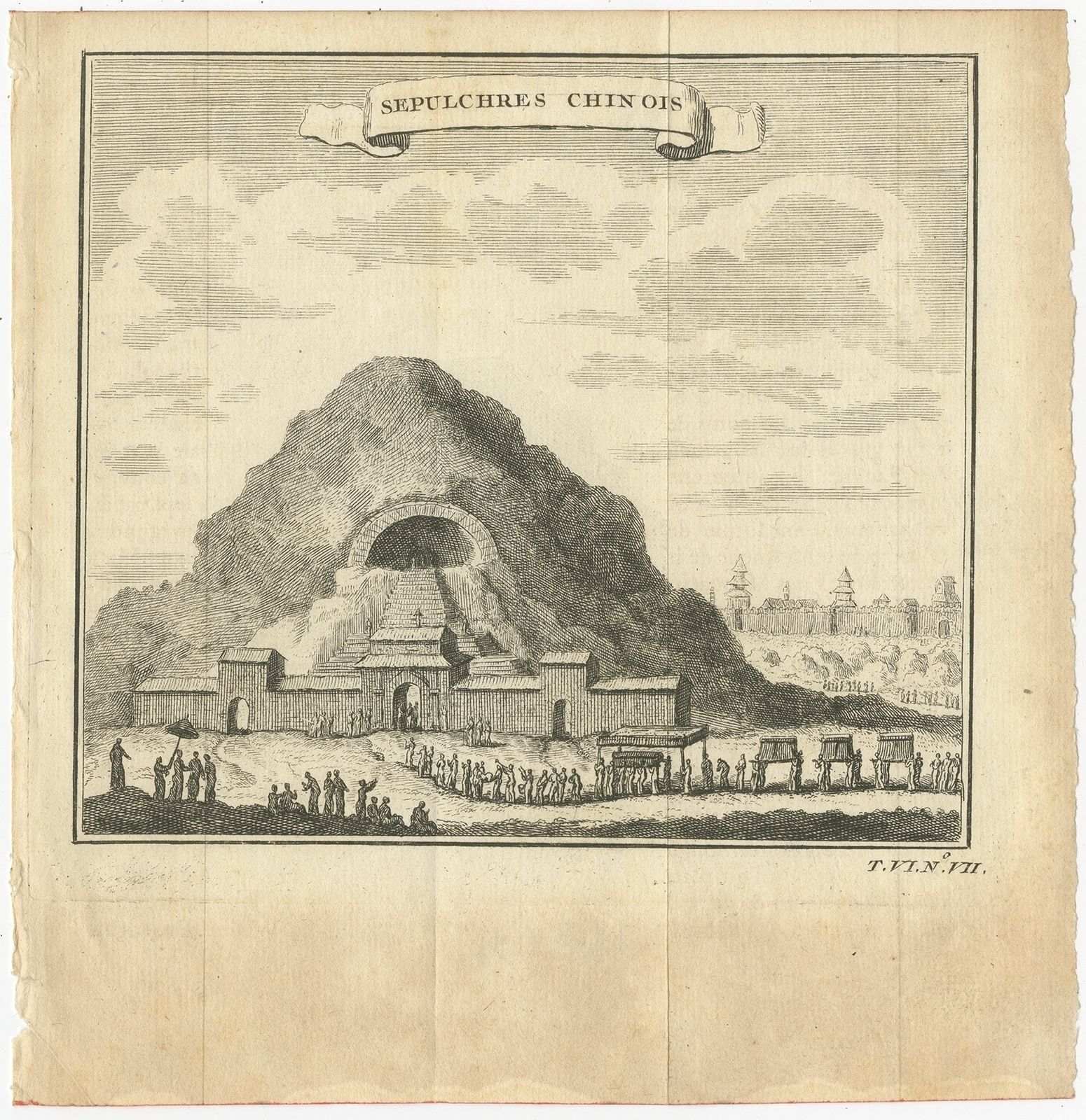 Antique Print Of Chinese Tombs By Prévost (C.1750)