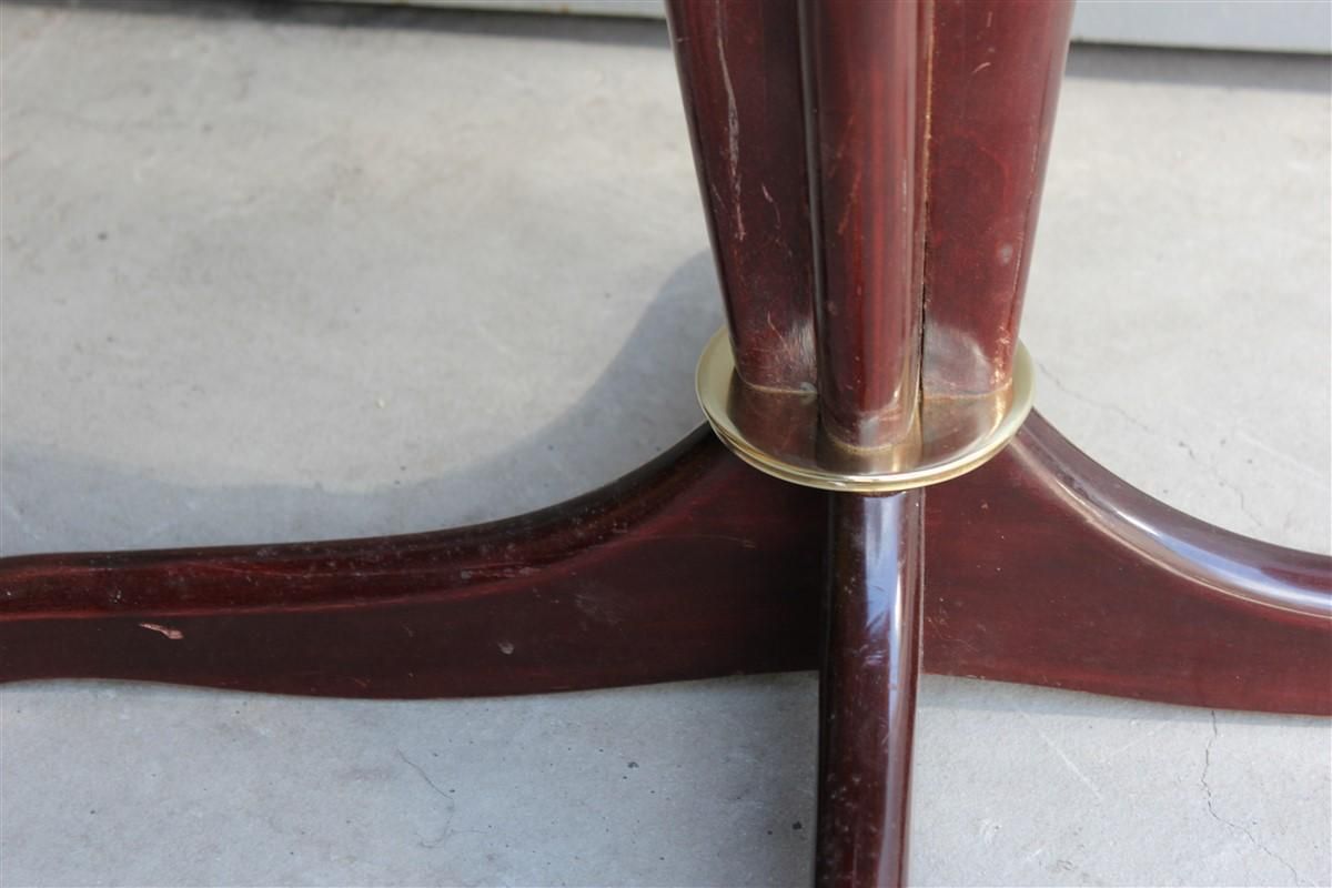 Midcentury Italian Design Table Coffee Mahogany Brass Marble Gold Brown Beige photo vinterior