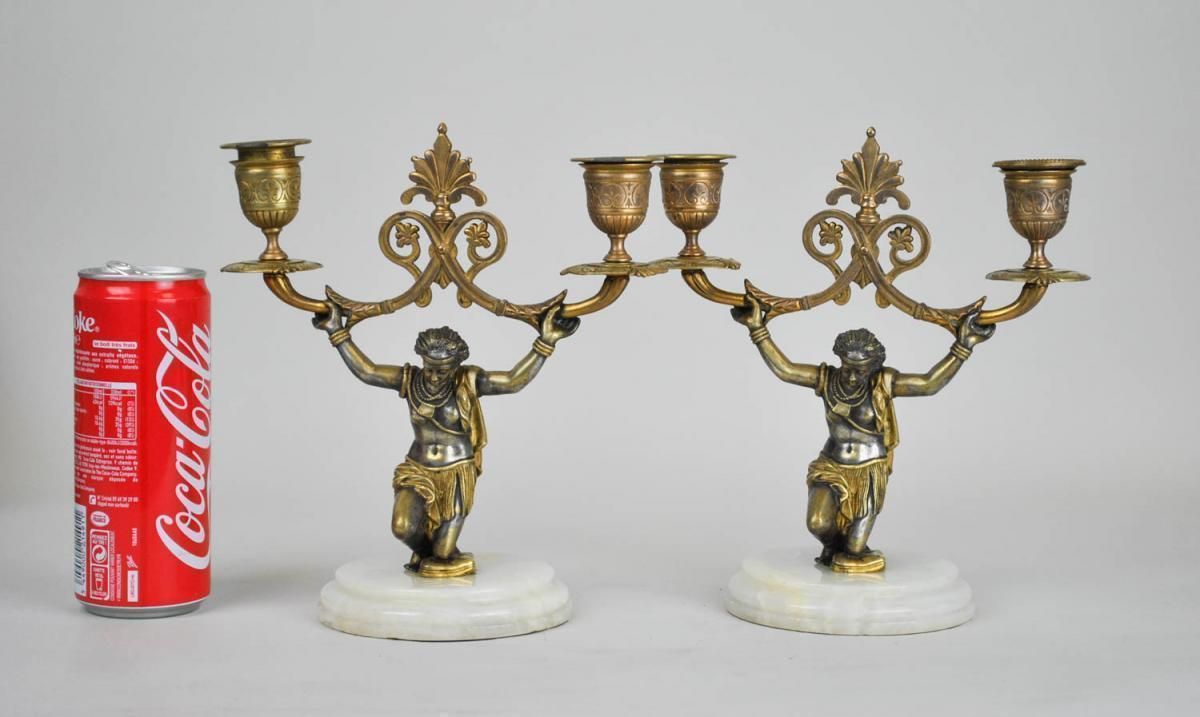 Pair Of Candelabra With Nubians, Xi Xth Century photo buy