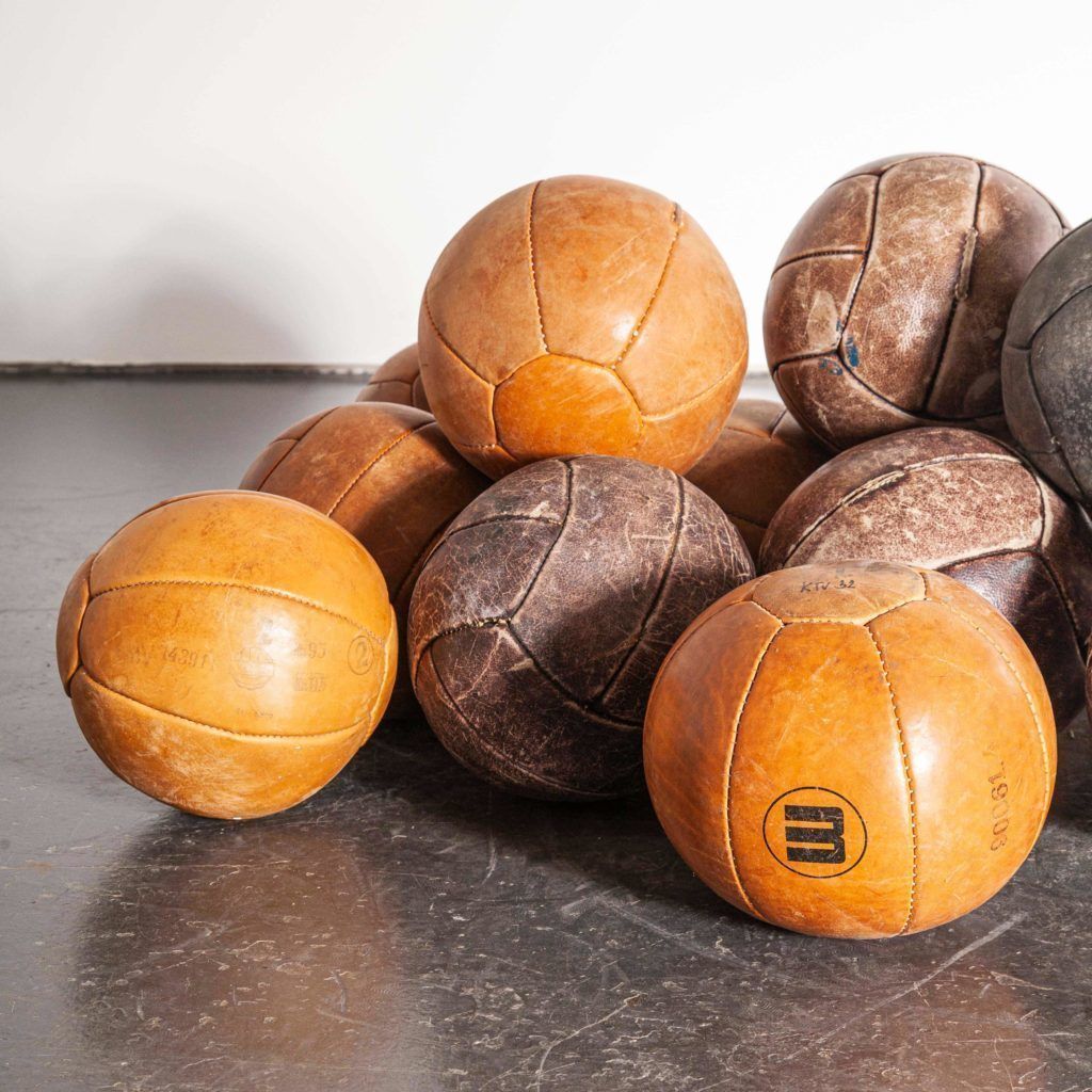 1950’s Medium Czech Leather Medicine Balls – Decorative photo 90.0