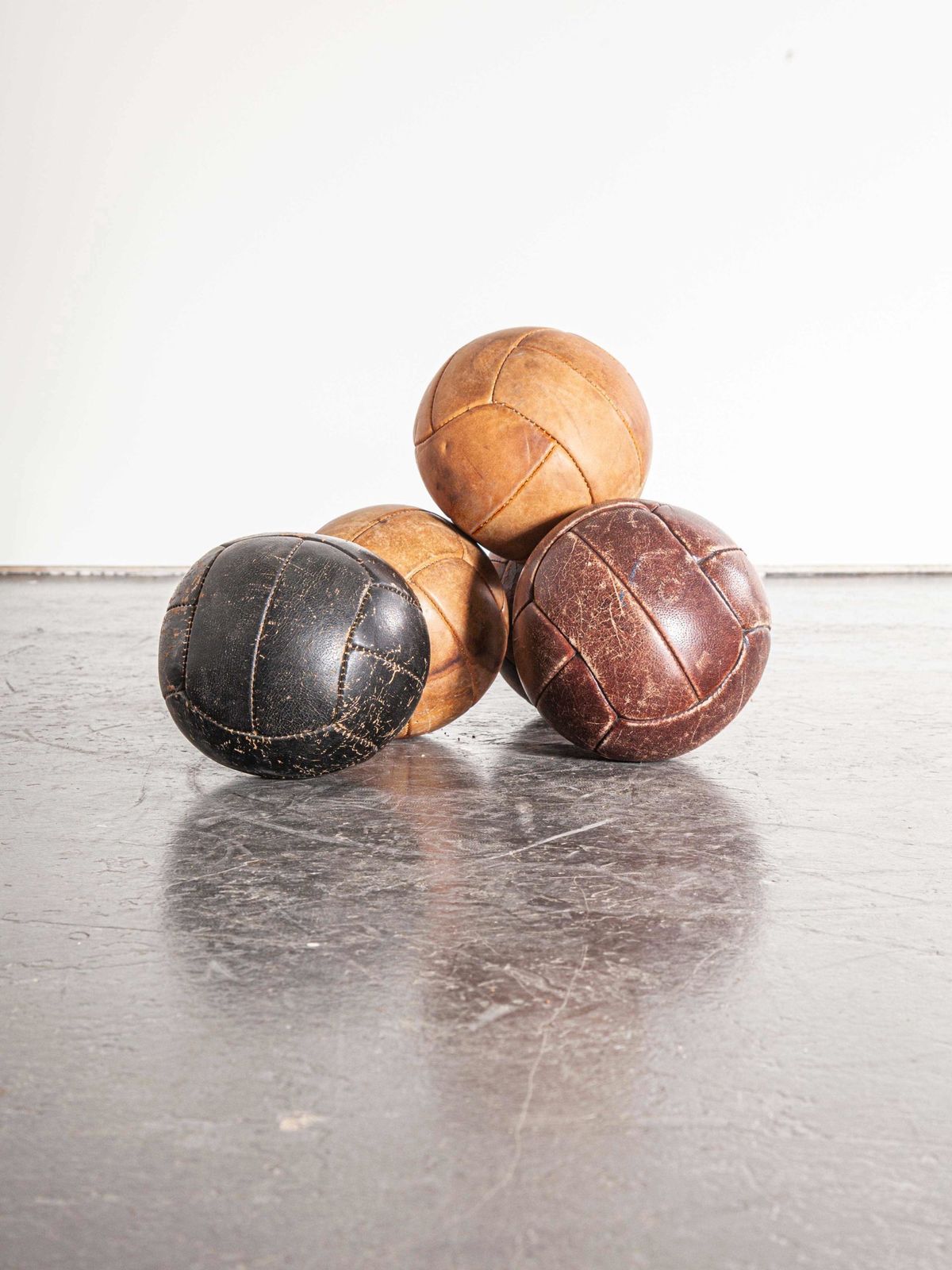1950’s Small Czech Leather Medicine Balls – Decorative