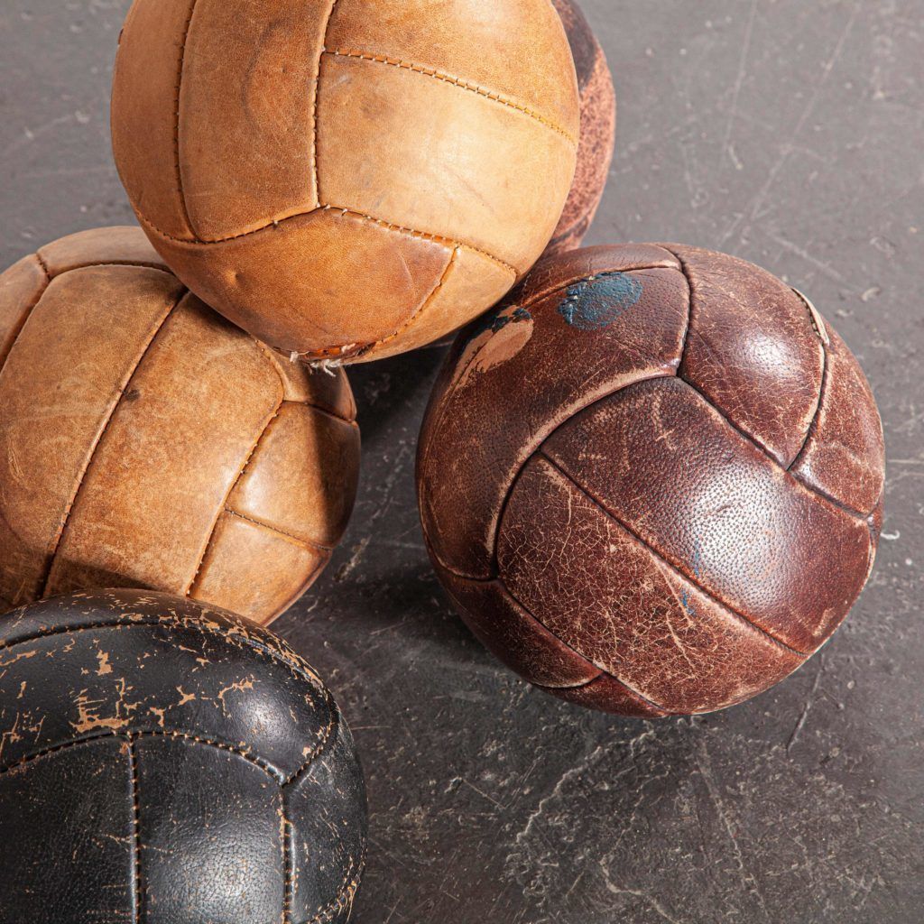 1950’s Small Czech Leather Medicine Balls – Decorative photo Home Decor